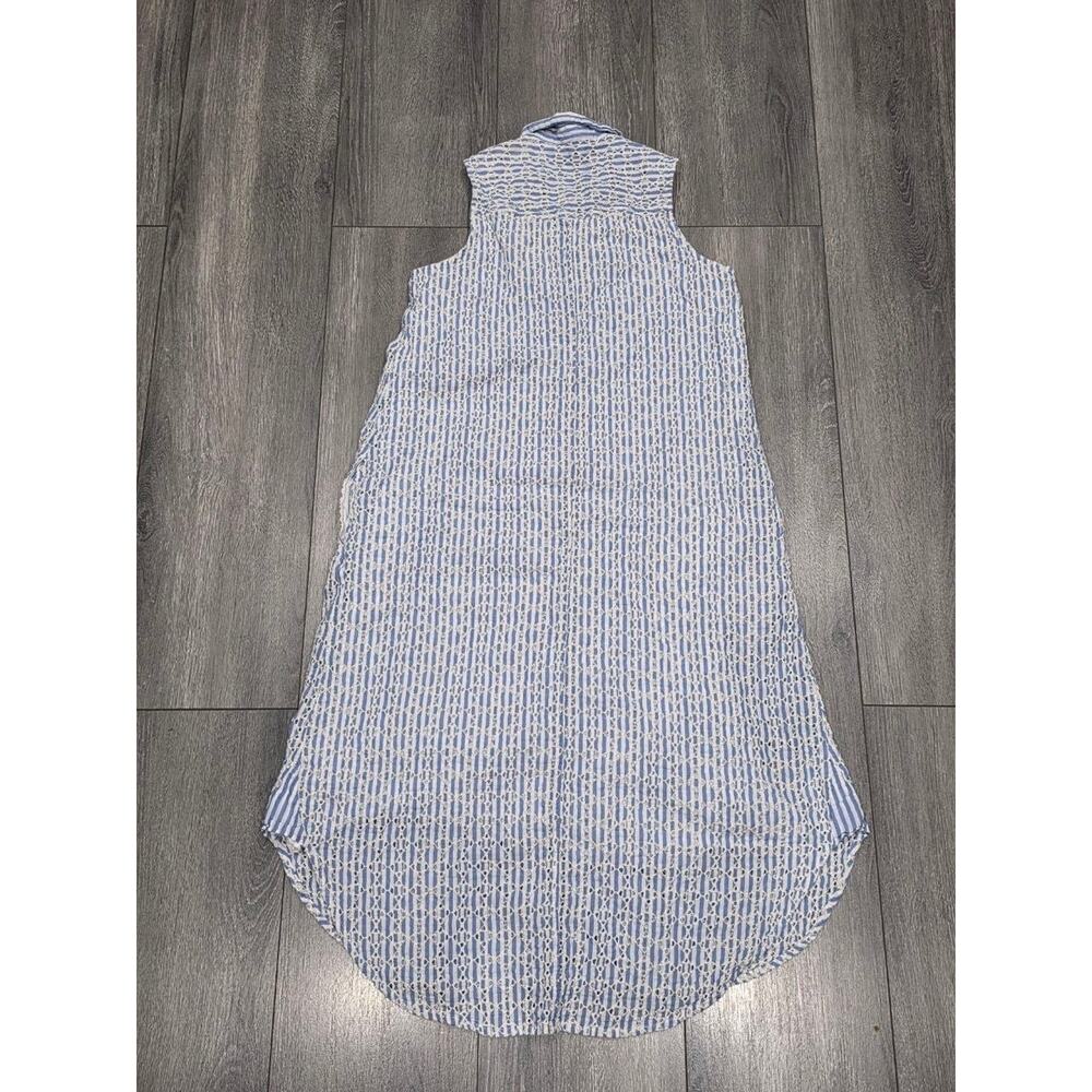 Anthropologie Blue Striped Eyelet Collared Button Midi Shirt Dress Sz 6 A008056 - Picture 12 of 12